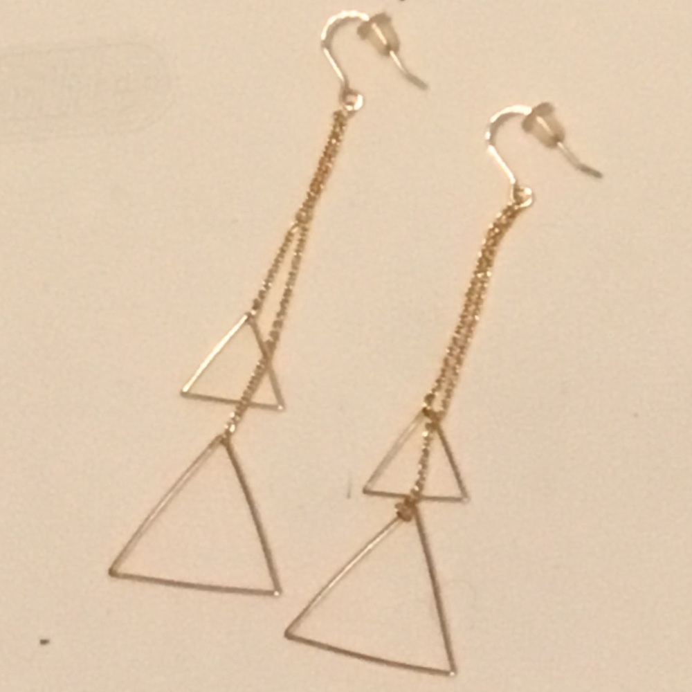 Gold Triangle Dangly Earrings